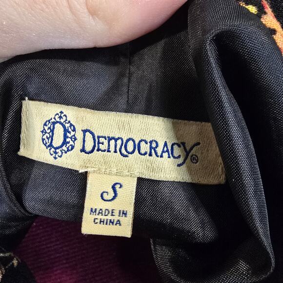 Women's Democracy Black Floral 3/4 Sleeve Open Front Blazer | Size Small - Picture 9 of 11